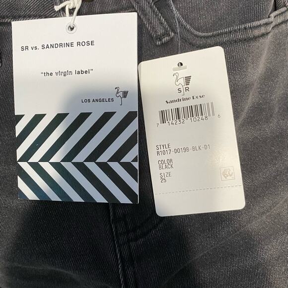 Sandrine Rose Free People Super Flare Jeans Distressed High Rise Black Size 25 - Picture 6 of 7